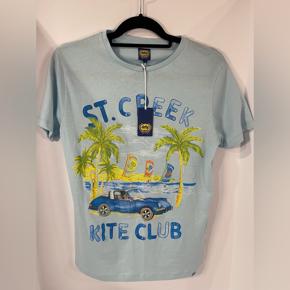 Echo Big Smith NY2 T-shirt Small Blue Short Sleeve St. Creek Kite Club Graphic.